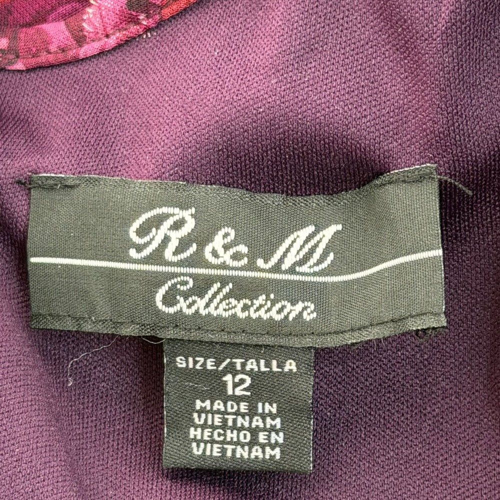 NWD R&M Richards Plum Rose Floral Halter Keyhole Chiffon Gown Maxi Dress Size 12 - Picture 10 of 13